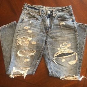 American Eagle distressed mom jeans